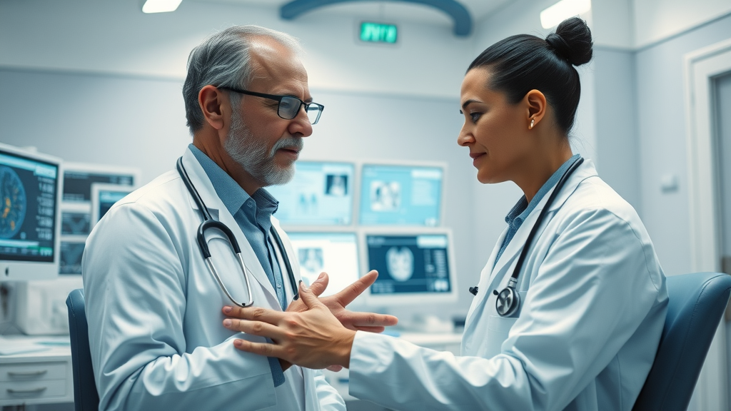 high-tech diagnostic room attentive doctor patient Case Clinic medical services advanced medical centre