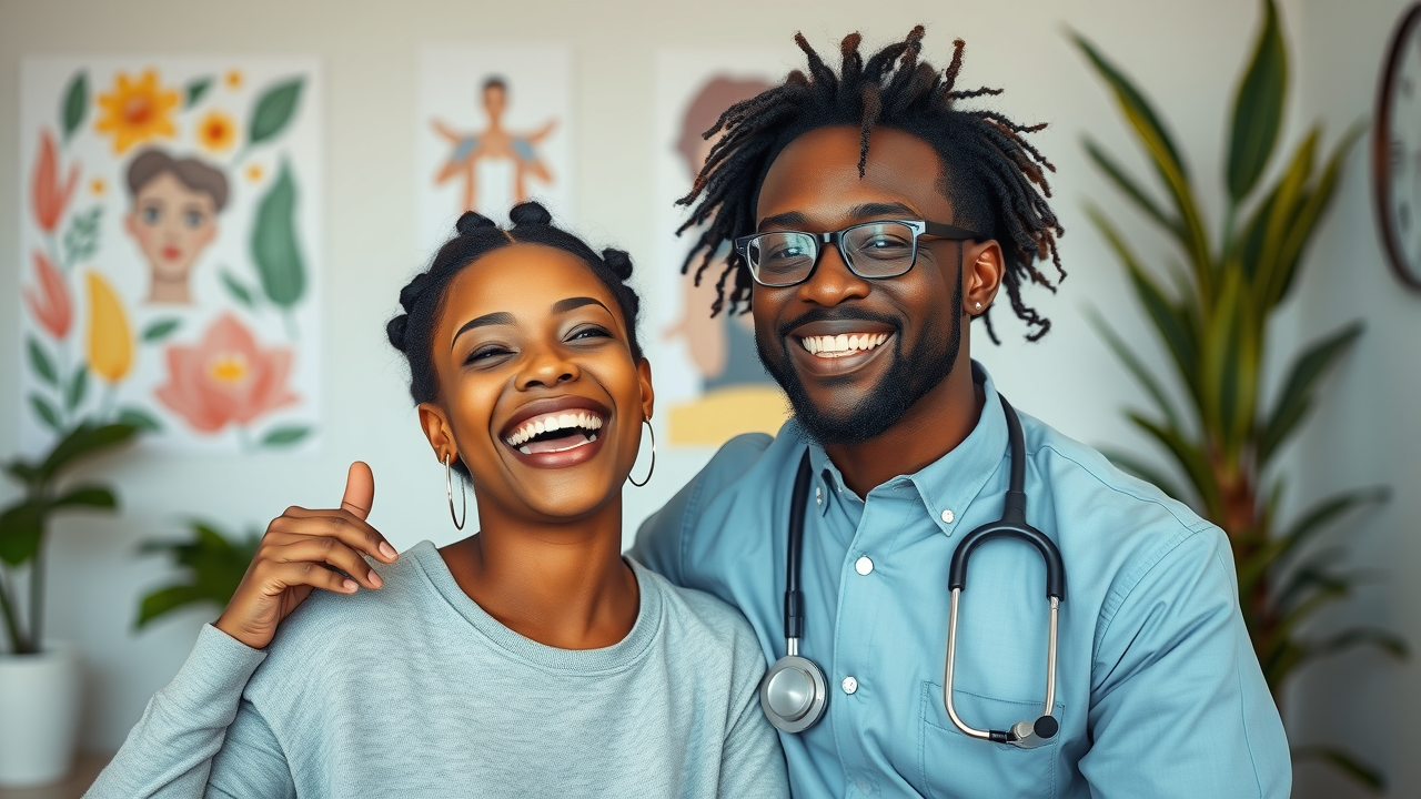 Case Clinic patient celebrating weight loss success with a doctor