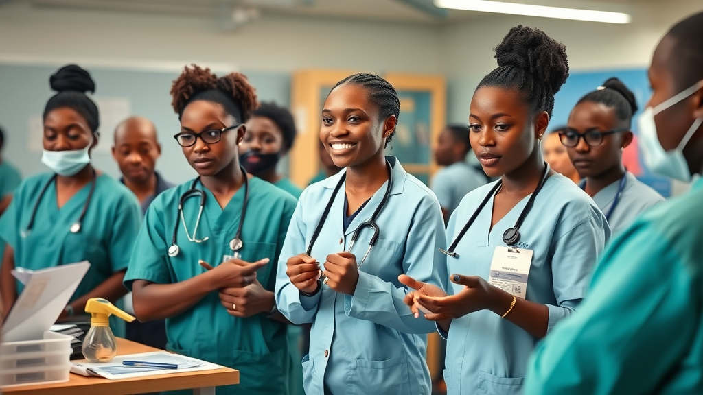 Dedicated African health trainees participate in a professional workshop, building skills for community health systems - health worker, africa pioneers championing strategies to promote first point care and profesionalize community health initiatives