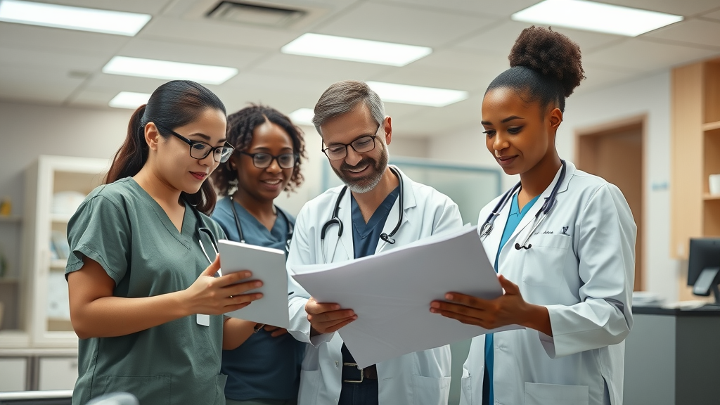 diverse care team Case Clinic medical services working collaboratively modern medical centre