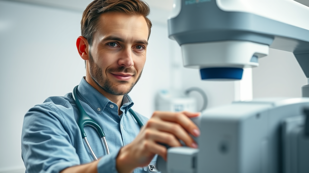 Medical professional using modern diagnostic equipment at Medcare clinic facilities urgent care