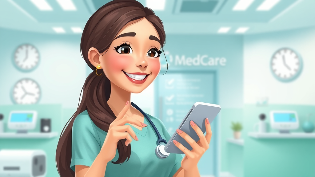 Young woman scheduling her Medcare clinic facilities appointment online using Save My Spot
