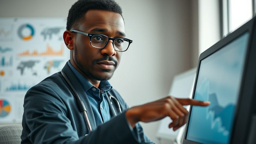Ugandan epidemiologist analyzing infectious disease data in a clinical setting, scope of epidemiology in public health