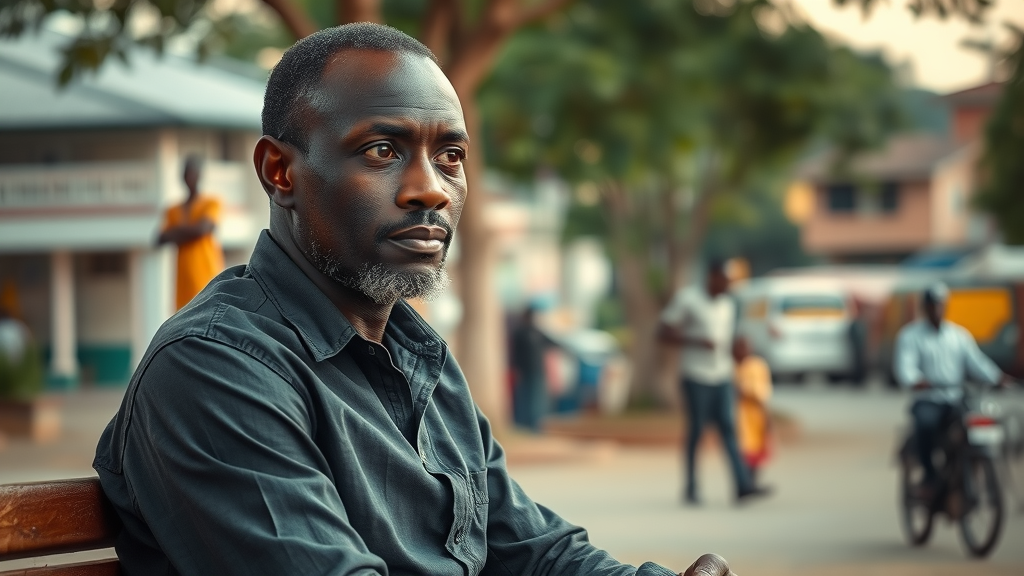 Thoughtful Ugandan man reflects on men
